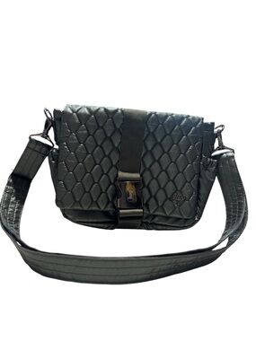 lug Quilted Black Crossbody with Front Buckle